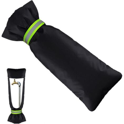 Protector de grifo para invierno, color negro, anticongelante, con tiras reflectantes (18,5 x 45 cm)