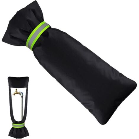 Protector de grifo para invierno, color negro, anticongelante, con tiras reflectantes (51 × 20 × 4 cm)