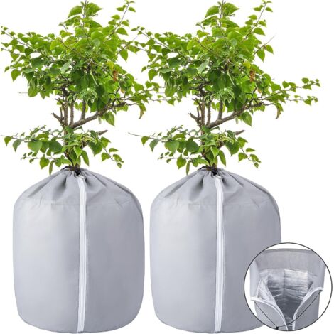 Protector de macetas de exterior de 2 piezas - Protección de invierno para macetas - Cubierta reutilizable para plantas en maceta 50x45cm Gris