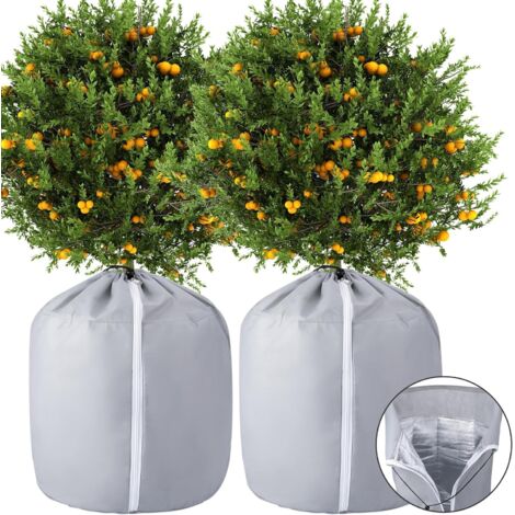 Protector de macetas de exterior de 2 piezas - Protección de invierno para macetas - Cubierta reutilizable para plantas en maceta 70x65cm Gris