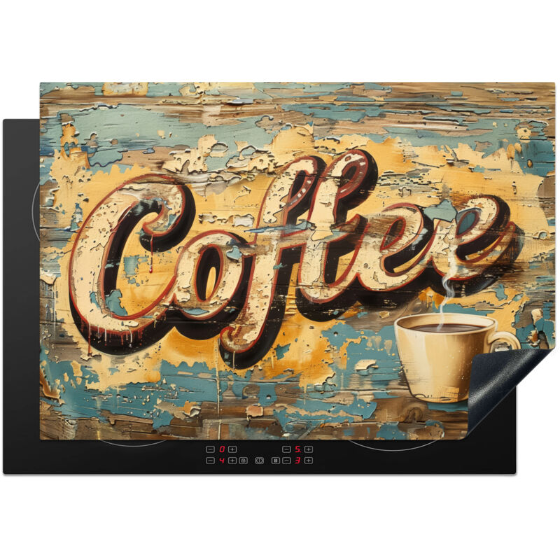 PROTECTOR DE PLACAS DE INDUCCIÓN Café - Vintage - Marrón - Taza Tapa Para Induccion 75x52 cm