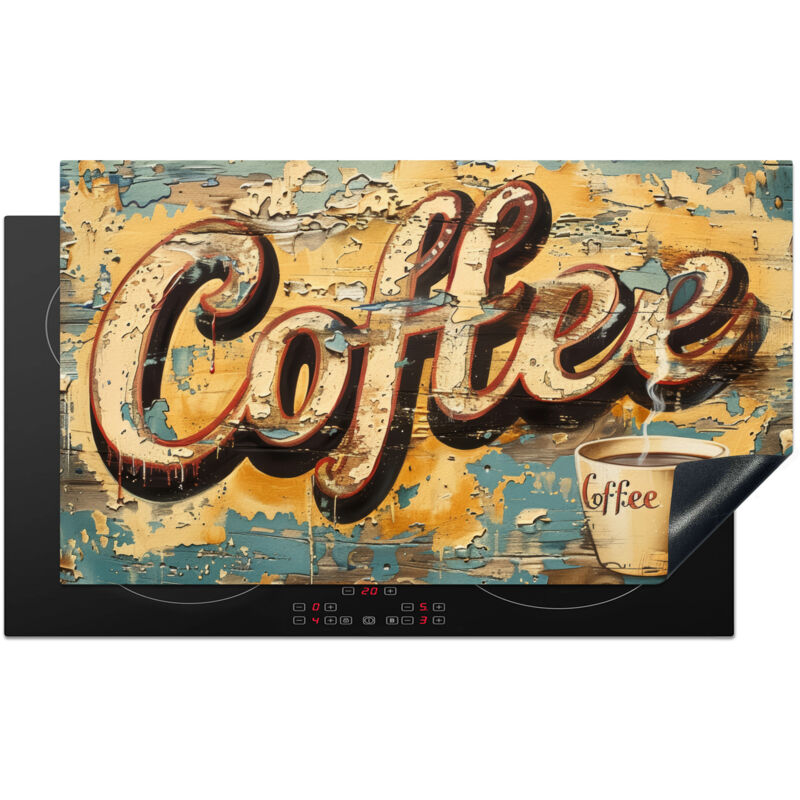 PROTECTOR DE PLACAS DE INDUCCIÓN Café - Vintage - Marrón - Taza Tapa Protectora De Cocina 91.6x52.7 cm