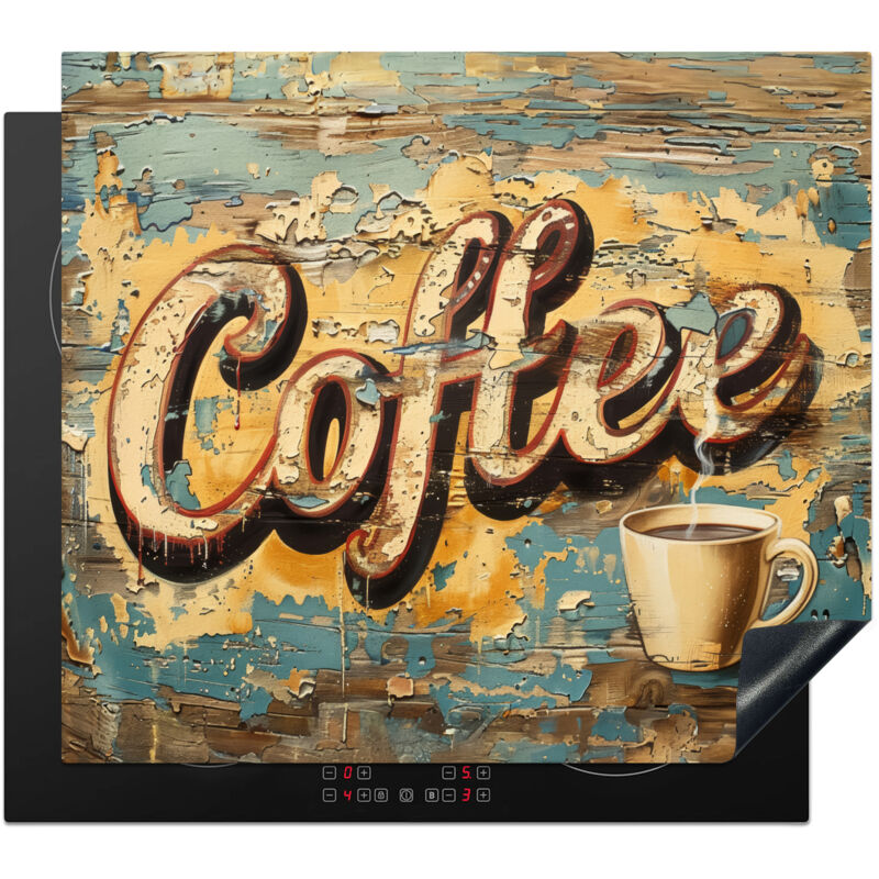 PROTECTOR DE PLACAS DE INDUCCIÓN Café - Vintage - Marrón - Taza Tapa Para Induccion 60x52 cm