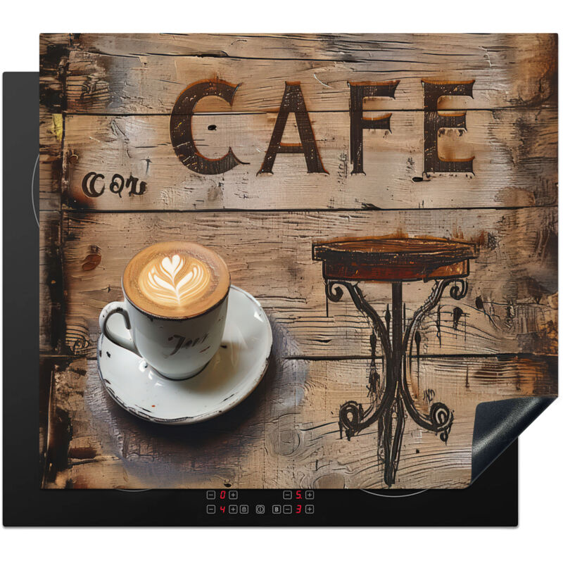 PROTECTOR DE PLACAS DE INDUCCIÓN Cafetería - Madera - Café - Estanterías Cubre Encimera 58.3x51.3 cm