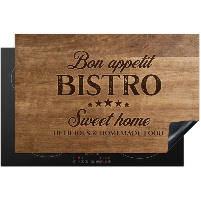 PROTECTOR DE PLACAS DE INDUCCIÓN Cita - Bistro - Buen provecho - Dulce hogar - Textura de madera Tapa Protectora De Cocina 80x52.2 cm