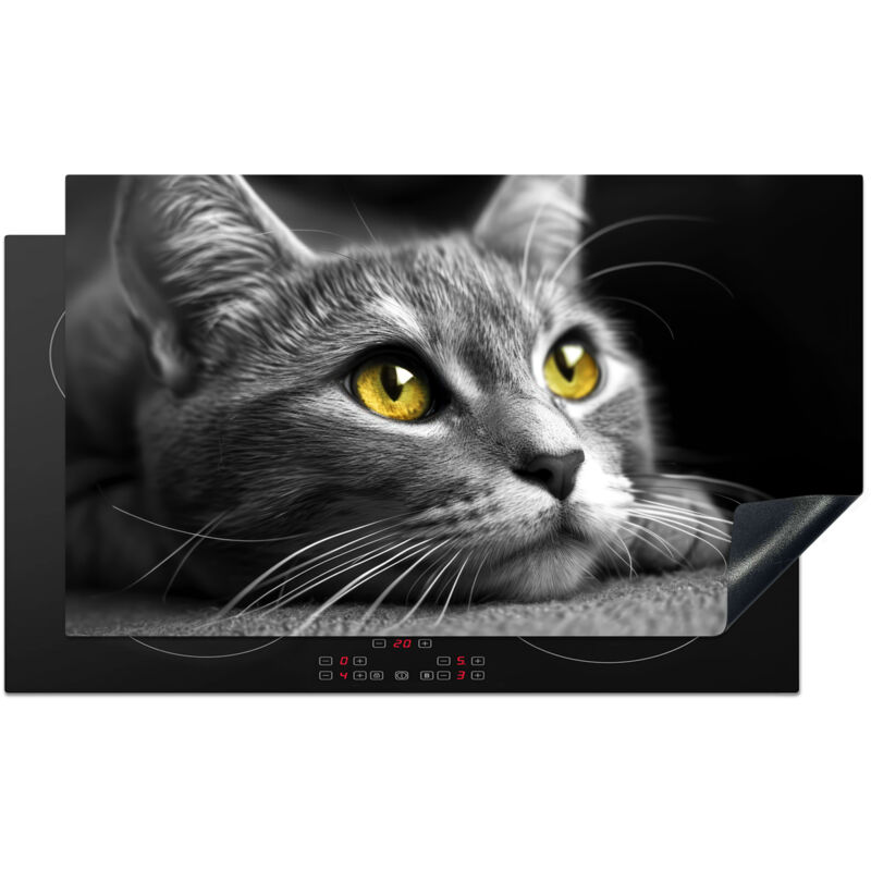PROTECTOR DE PLACAS DE INDUCCIÓN Gato - Gris - Animales - Gato Cocina 90x52 cm
