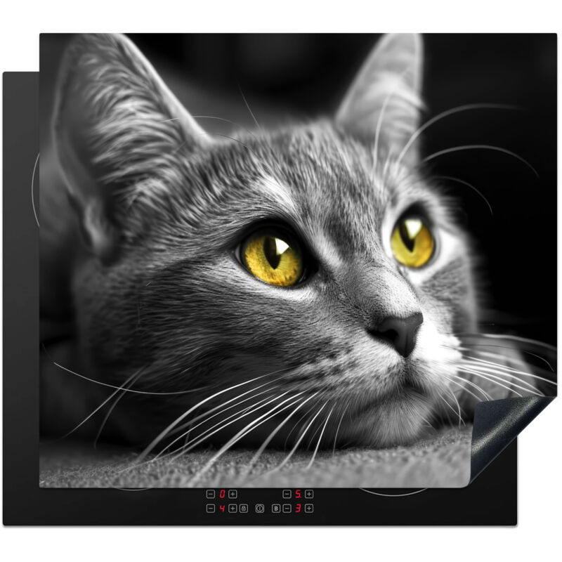 PROTECTOR DE PLACAS DE INDUCCIÓN Gato - Gris - Animales - Gato Tapa Para Induccion 60x52 cm