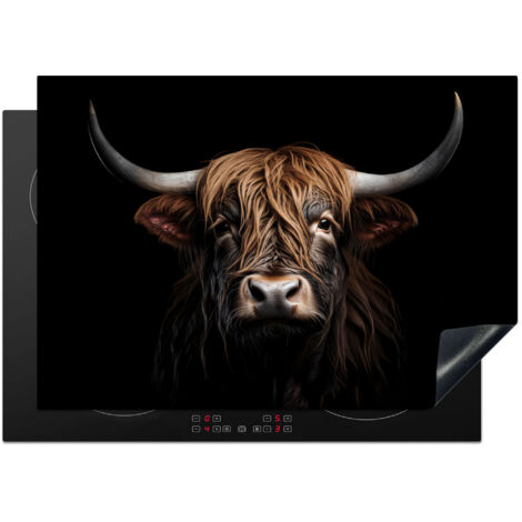PROTECTOR DE PLACAS DE INDUCCIÓN Highlander escocés - Retrato - Negro - Animal Tapa Para Induccion 75x52 cm