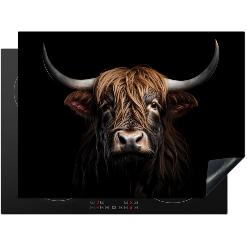 PROTECTOR DE PLACAS DE INDUCCIÓN Highlander escocés - Retrato - Negro - Animal Tapa Para Induccion 70x52 cm
