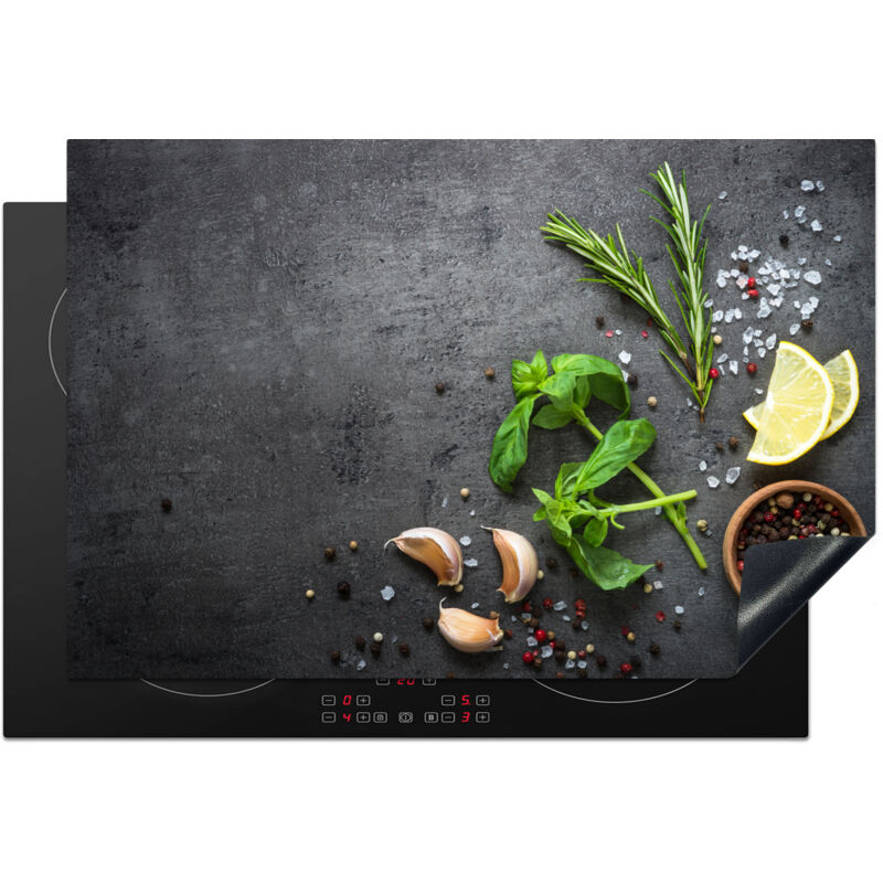 PROTECTOR DE PLACAS DE INDUCCIÓN Lima - Hierbas - Especias - Verde - Gris - Hormigón Cocina 78x52 cm