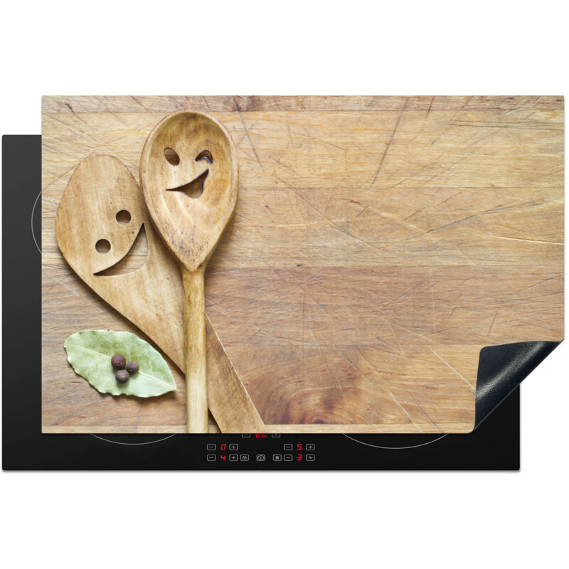 PROTECTOR DE PLACAS DE INDUCCIÓN Madera - Cucharas - Marrón - Smiley Tapa Protectora De Cocina 80x52.2 cm