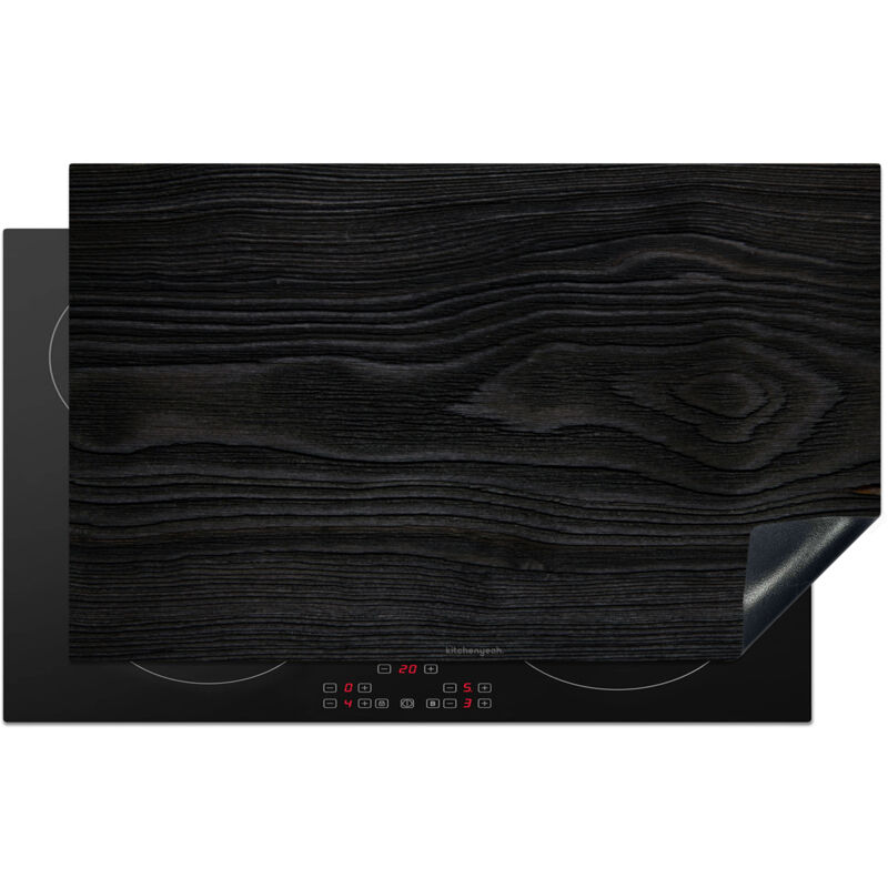 PROTECTOR DE PLACAS DE INDUCCIÓN Negro - Aspecto madera Tapa Protectora De Cocina 83x51 cm