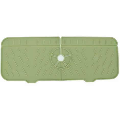 Protector de silicona para grifo de cocina – bandeja de goteo y alfombrilla de drenaje 37 x 15 cm Verde