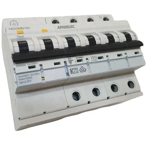 APARELEC Protector de sobretensiones transitorio + permanente 4P 63A 20KA