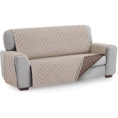 Protector de sofá beige de 2 plazas. Funda acolchada reversible.