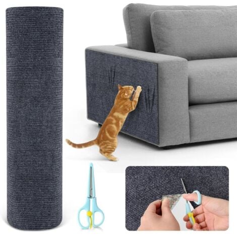MUMU Protector de sofá para gatos, resistente a arañazos, adhesivo protector para muebles, puertas, paredes, alfombras y encimeras, 2 m x 40 cm, gris