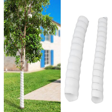 Protector de tronco en forma de espiral fabricado en plástico, envoltorio de corteza de caña, modelo de protección para árboles con dimensiones de 39,9 x 5 cm y 39,9 x 4 cm, 2 piezas para proteger pla