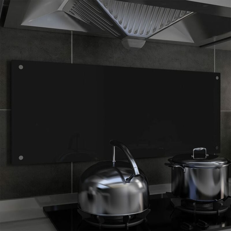 

Protector salpicaduras cocina vidrio templado negro 100x40 cm