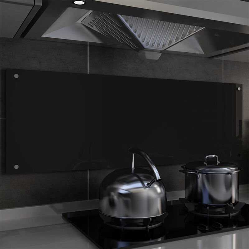 

Protector salpicaduras cocina vidrio templado negro 120x40 cm