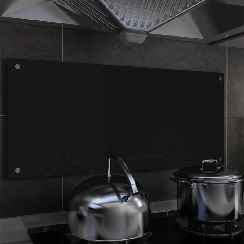 

Protector salpicaduras cocina vidrio templado negro 90x40 cm