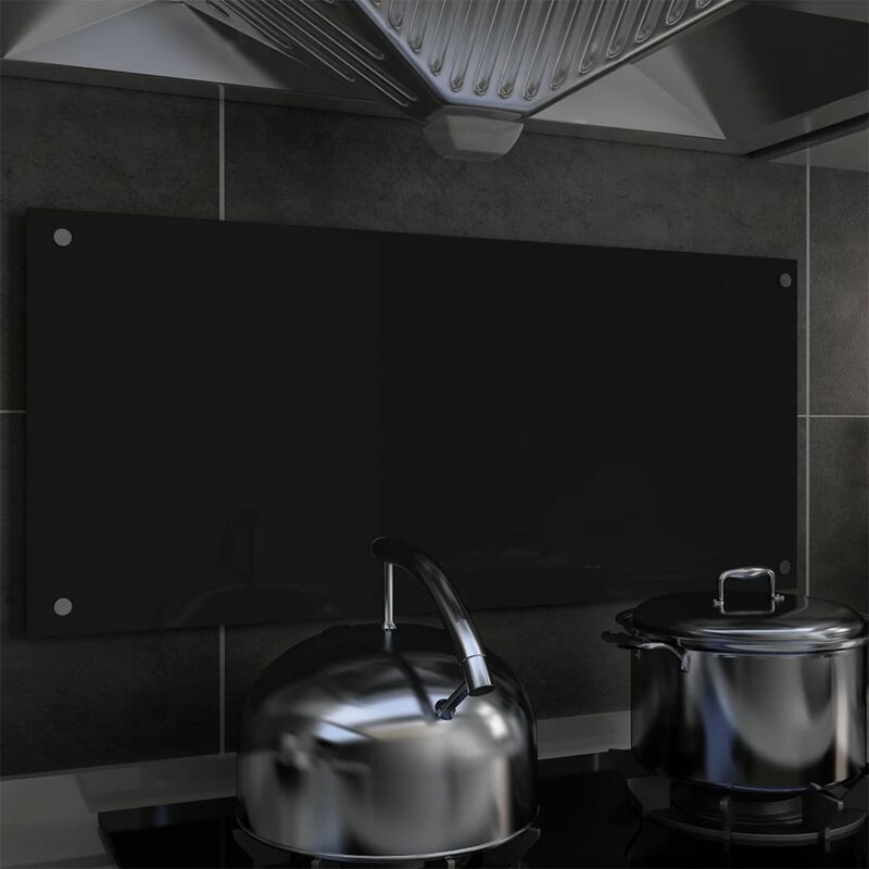 

Protector salpicaduras cocina vidrio templado negro 90x40 cm