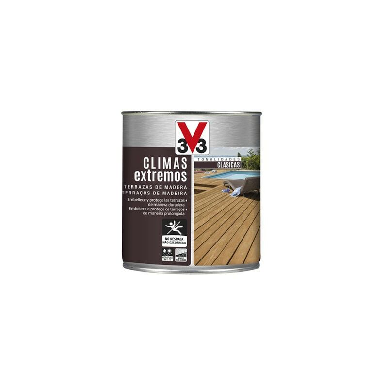 V33 - protection de terrasse en bois pour climats extrêmes, tonalité classique 750 ml teck - 112760
