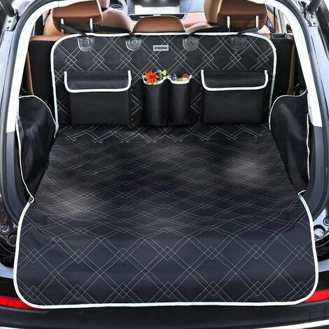 Protector universal para maletero de coche para perros, 2 bolsillos grandes, impermeable y antideslizante, 185 x 105 cm para la mayoría de coches, gris