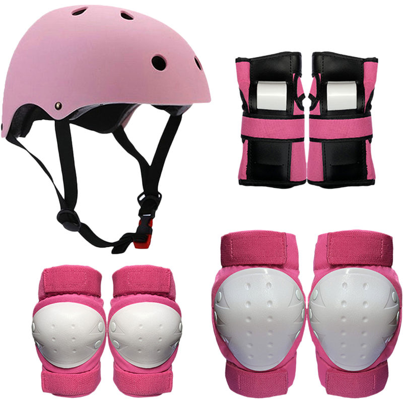 

Protectora Gear Set, 7 en 1 rodilla Cojines de codo munequeras Casco Multi Pads proteccion de la seguridad de los deportes para ninos patinaje