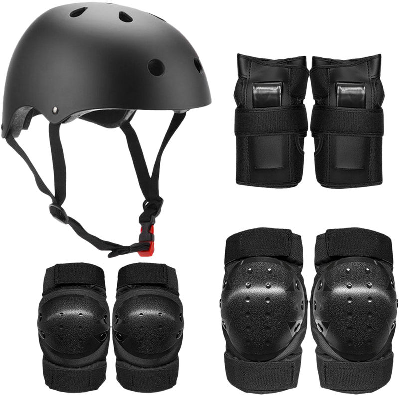 

Protectora Gear Set, 7 en 1 rodilla Cojines de codo munequeras Casco Multi Pads proteccion de la seguridad de los deportes para ninos patinaje