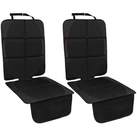 Protectores de asiento de coche de cuero para niños (paquete de 2) con base antideslizante, impermeables, grandes bolsillos de malla, de cuero y tela, para SUV, sedán y maletero.