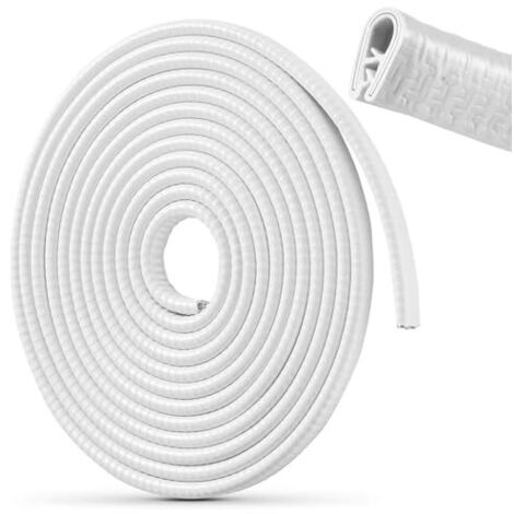 Protectores de borde de puerta de coche de 5 m en forma de U de goma para puerta de coche, protección anticolisión (blanco)