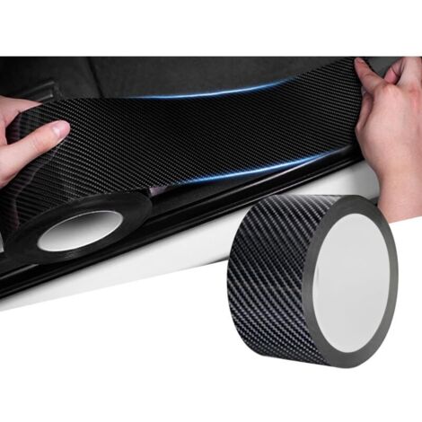 Protectores de borde de puerta de coche de fibra de carbono 5D de 5 cm x 5 m, adhesivo universal para parachoques, resistente a arañazos (fibra de carbono negra)