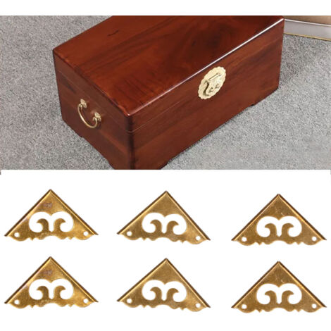 Protectores de esquina antiguos para cajas y muebles - juego de 8 protectores de esquina de cobre