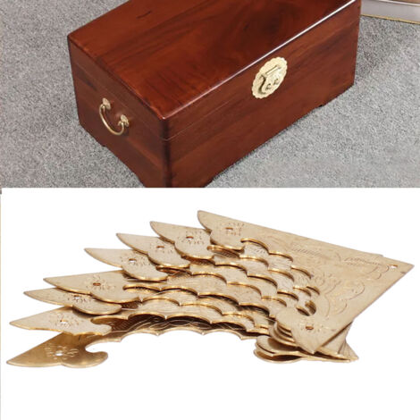 Protectores de esquina de cobre antiguo para cajas de madera – Juego de 8 piezas con 24 clavos – 6 x 6 cm – Accesorio decorativo y protección para armarios