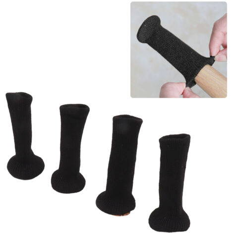 [Protectores de silicona gruesa para pies] Funda acolchada con respaldo de fieltro y bordes elásticos para sillas y mesas [20 piezas, negro puro]