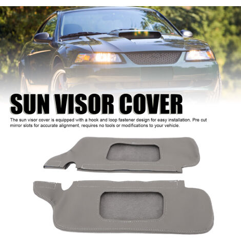 Protectores de visera parasol de 2 piezas de cuero sintético, elegante color gris, resistentes a los arañazos, para Mustang 1994-2004