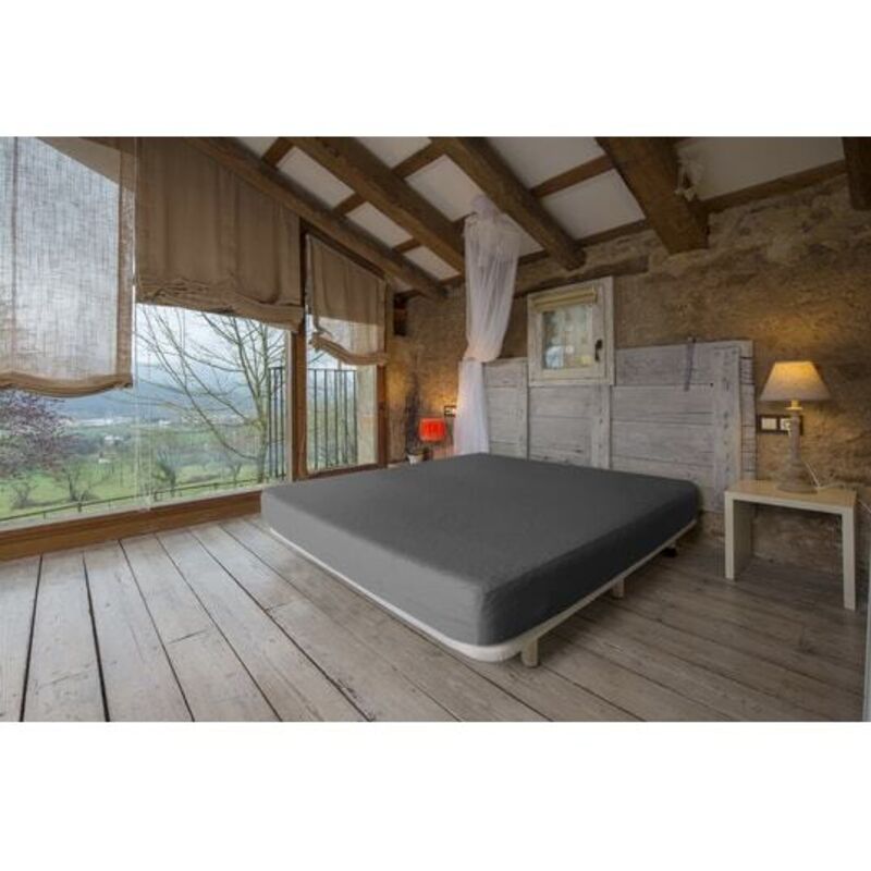 B-sensible - Drap housse Bsensible 2en1 - 160x200cm gris bonnet 32cm