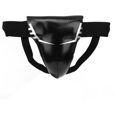 Protège-aine Noir PU Boxe Sanda Coquille de Protection pour Enfants 5‑9 Ans