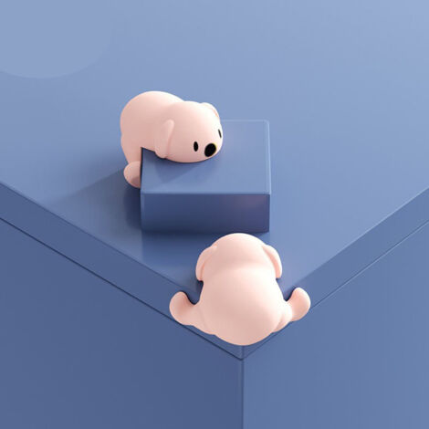 Protege Angles de Table Silicone Anti Collision - 4 Pièces Cartoon Puppy Baby Proofing Back Adhesive Edge Bumper