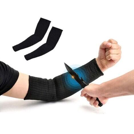 Protège-bras - manchons en noir Protection des bras anti-coupures, résistante aux coupures, aux brûlures et à l'abrasion pour la cuisine de jardin, 1 paire