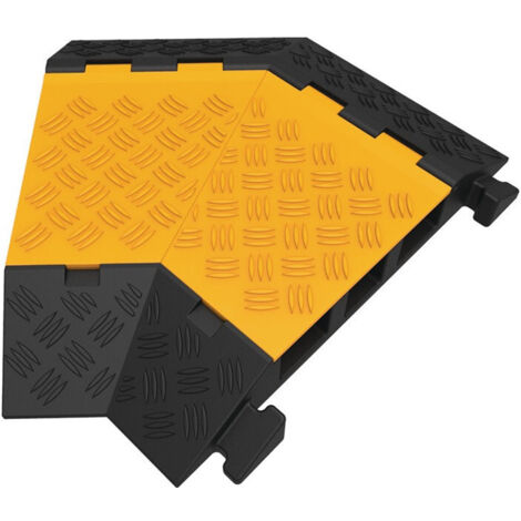 Protège câbles et tuyaux H70 mm caoutchouc noir/jaune à droite