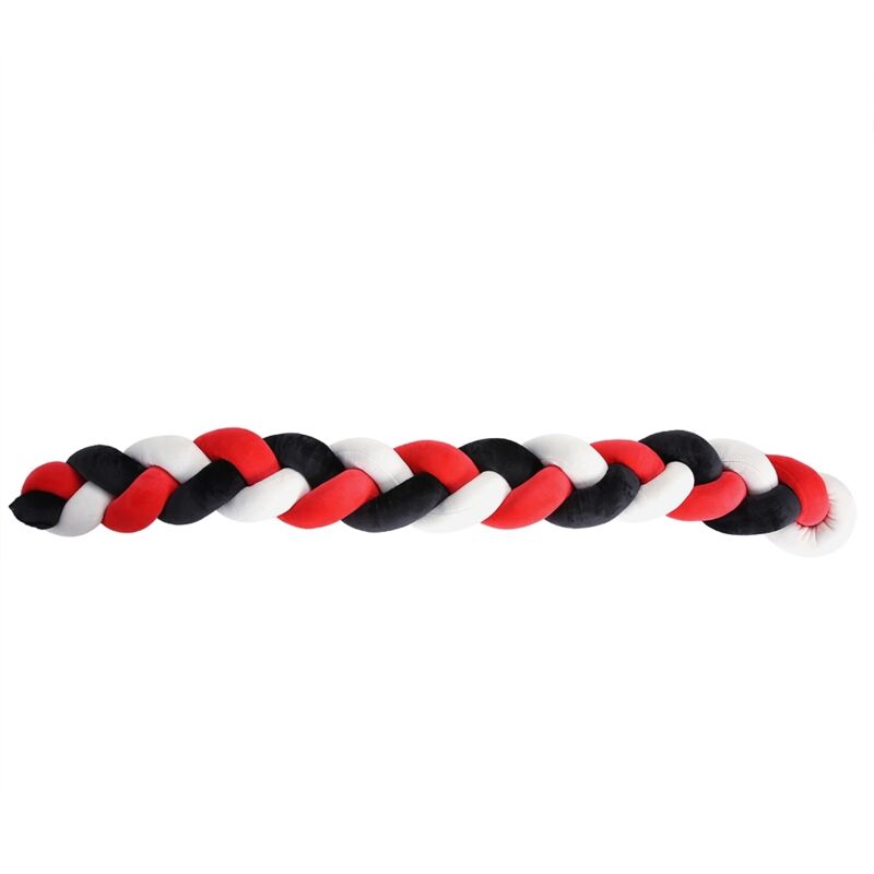 Protège-cadre de lit bébé tressé long, coussin moelleux en forme de serpent avec nœuds (2m)