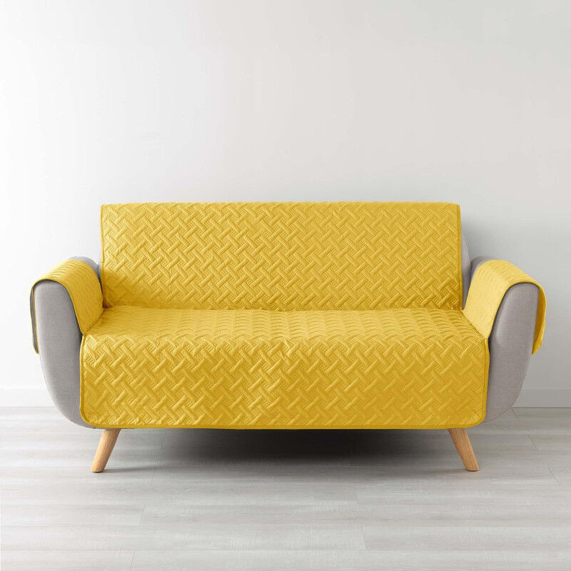Protège canapé matelassé en microfibre unie Lounge - Jaune - 223 x 179 cm - Livraison gratuite