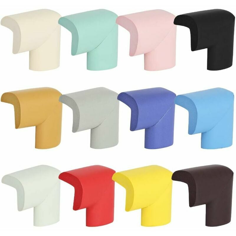 Protège Coin pour Table et Bureau,12Pcs Couleurs Différentes Mousse Protection des Bords Baby,Protections de Bords Épais,Avec Collage Double