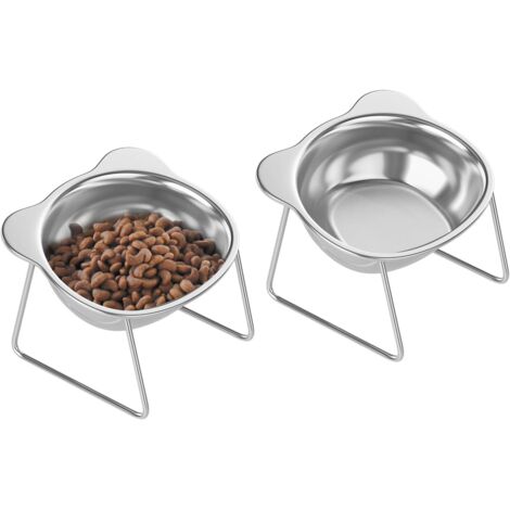 Protège-cou et bassin d'eau surélevé en acier inoxydable, bol à riz, adapté aux chats et aux chiens