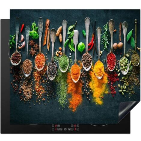 Protege Couvre Plaque De Cuisson Décoration Cuisine Tapis Protection Protecteur Induction 40x60 cm Herbes - Epices - Cuillères