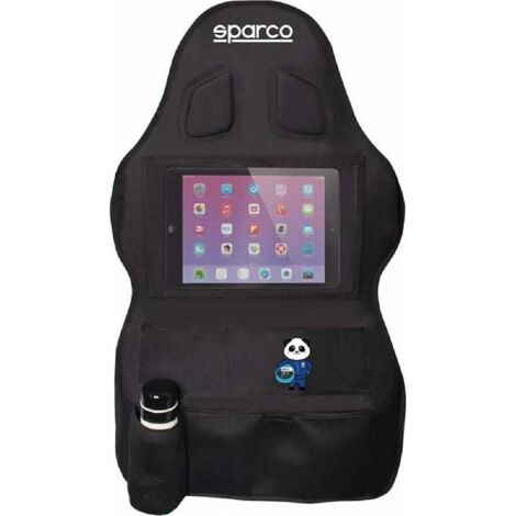 Protège dossier et organiseur de siège en polyester oxford – Porte-tablette transparent – Poches de rangement – Nettoyage facile – Sparco