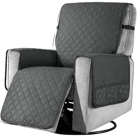 Protège fauteuil avec poches, protège fauteuil pour fauteuil TV 1 place poches housse fauteuil lavable protection fauteuil gris,S