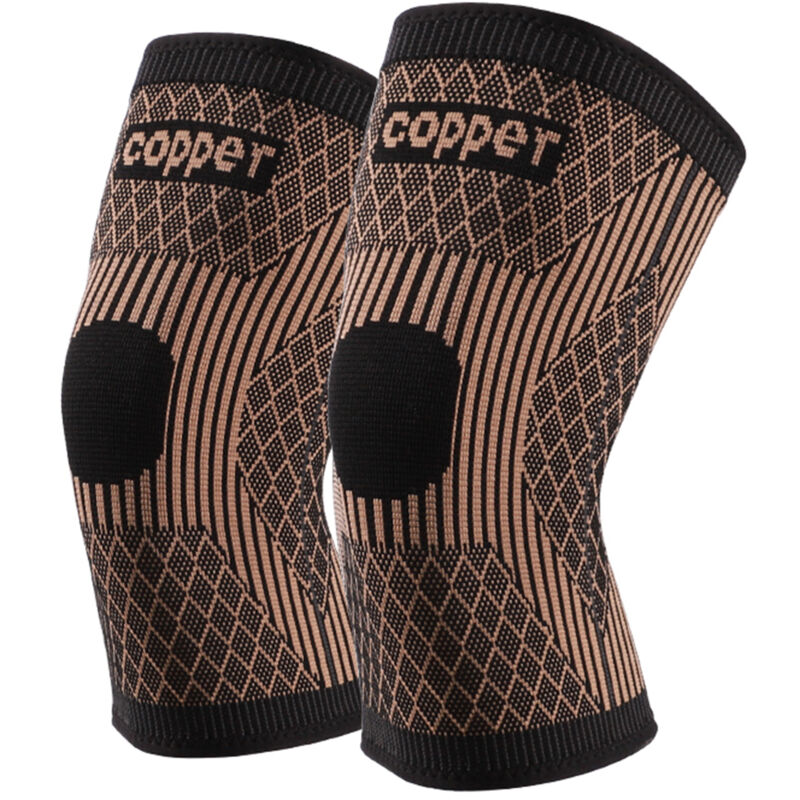 Protège-genou en nylon tricoté pour cyclisme, basket, badminton avec fibre de cuivre respirante et antidérapant - Taille XL