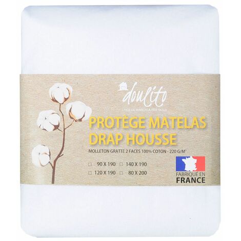 Protège matelas Doulito - 90x190 cm - Made in France - Coton - Blanc